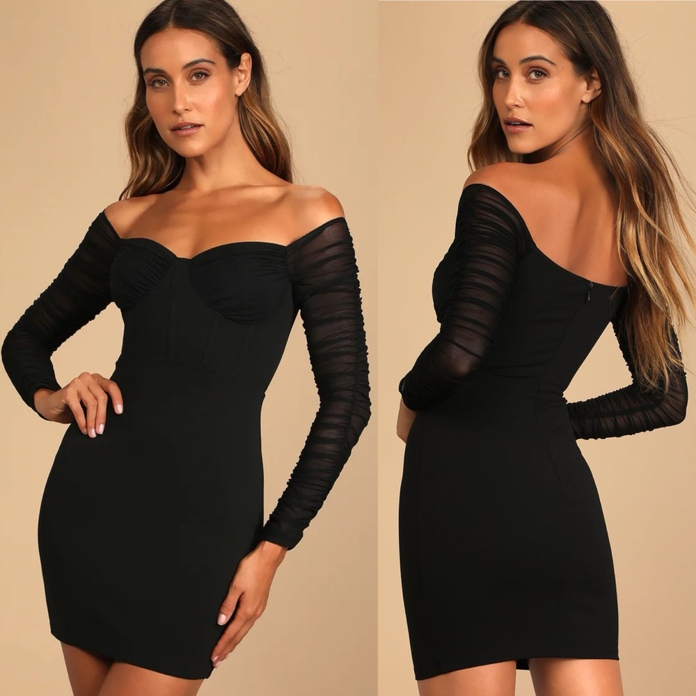 Lulus | Bound to be Bold Black Off-the-Shoulder Bustier Bodycon Dress